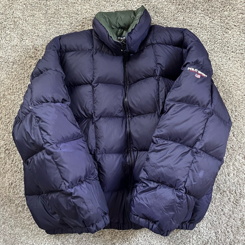 🔴Polo Sport Puffer Jacket Size XL Navy Blue Bubble WuTang
